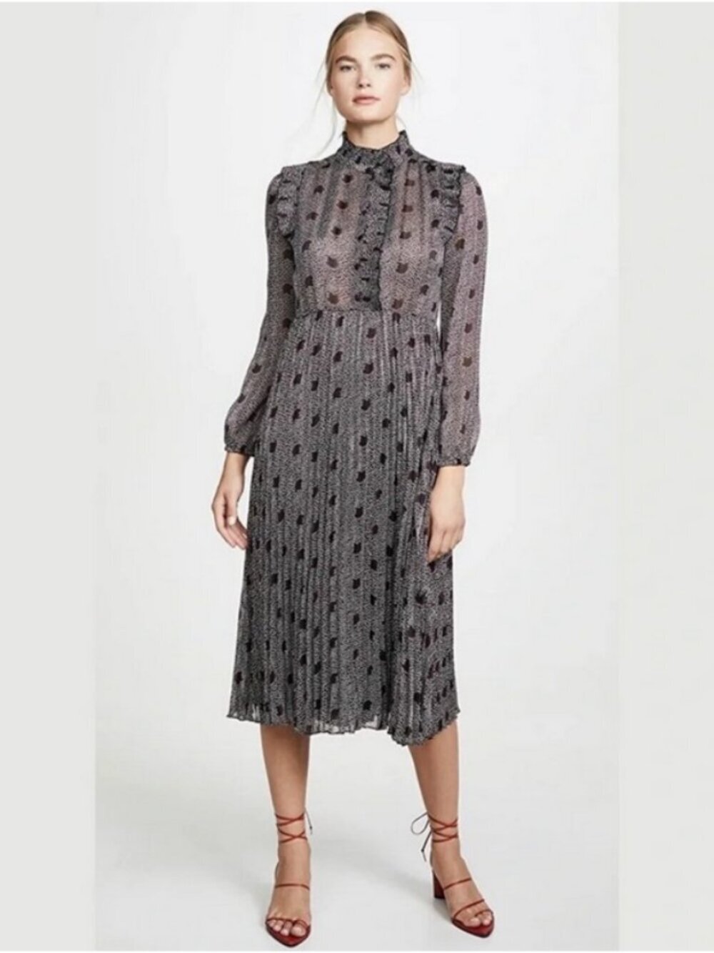 💕BA&SH💕 Paris Midi Dress – Parisian Chic Print EU Large = Size 3 = US 10 NWOT